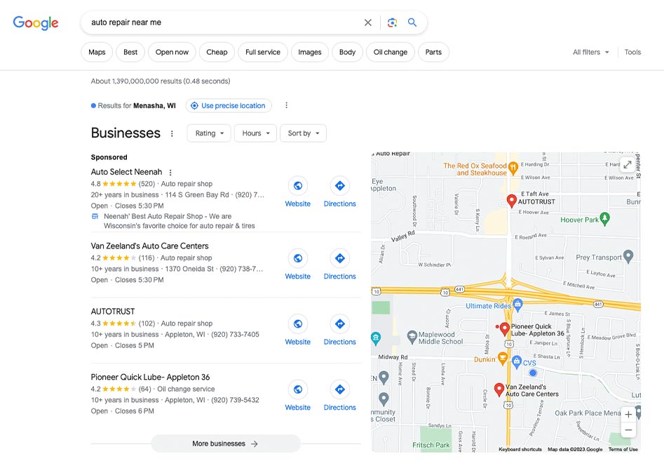 Search Engine Advertising for auto mechanics