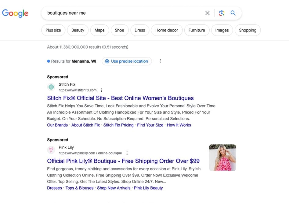 Search Engine Advertising for boutiques