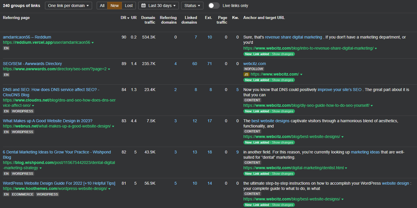 Ahrefs Referring Domains