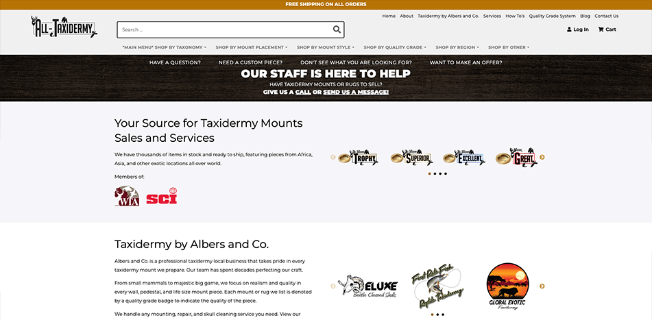 All-Taxidermy - Before Redesign