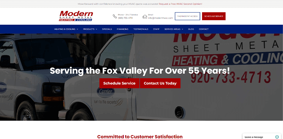 Modern HVAC - Before Redesign