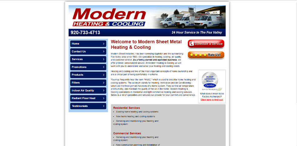 Modern HVAC - Before Redesign
