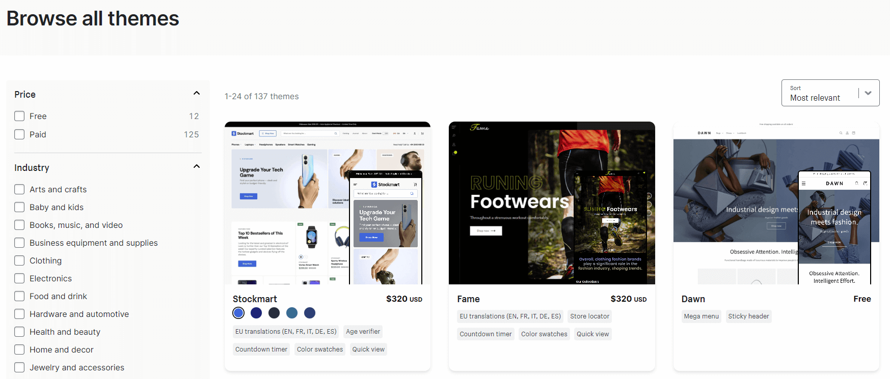 Browse Shopify Themes