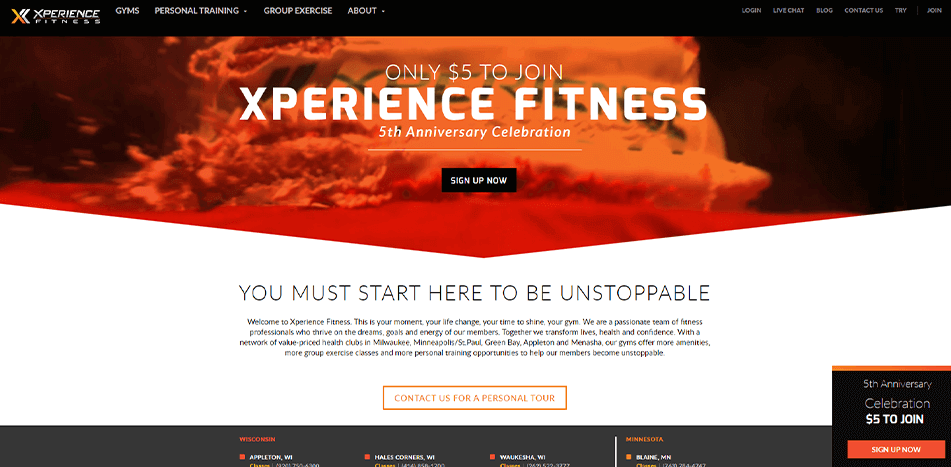 Xperience Fitness - Before Redesign